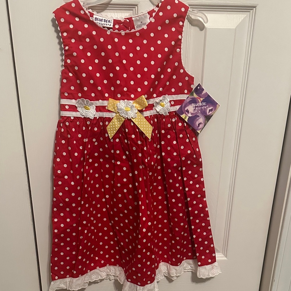 Blueberi Boulevard Red Polka Dot Dress